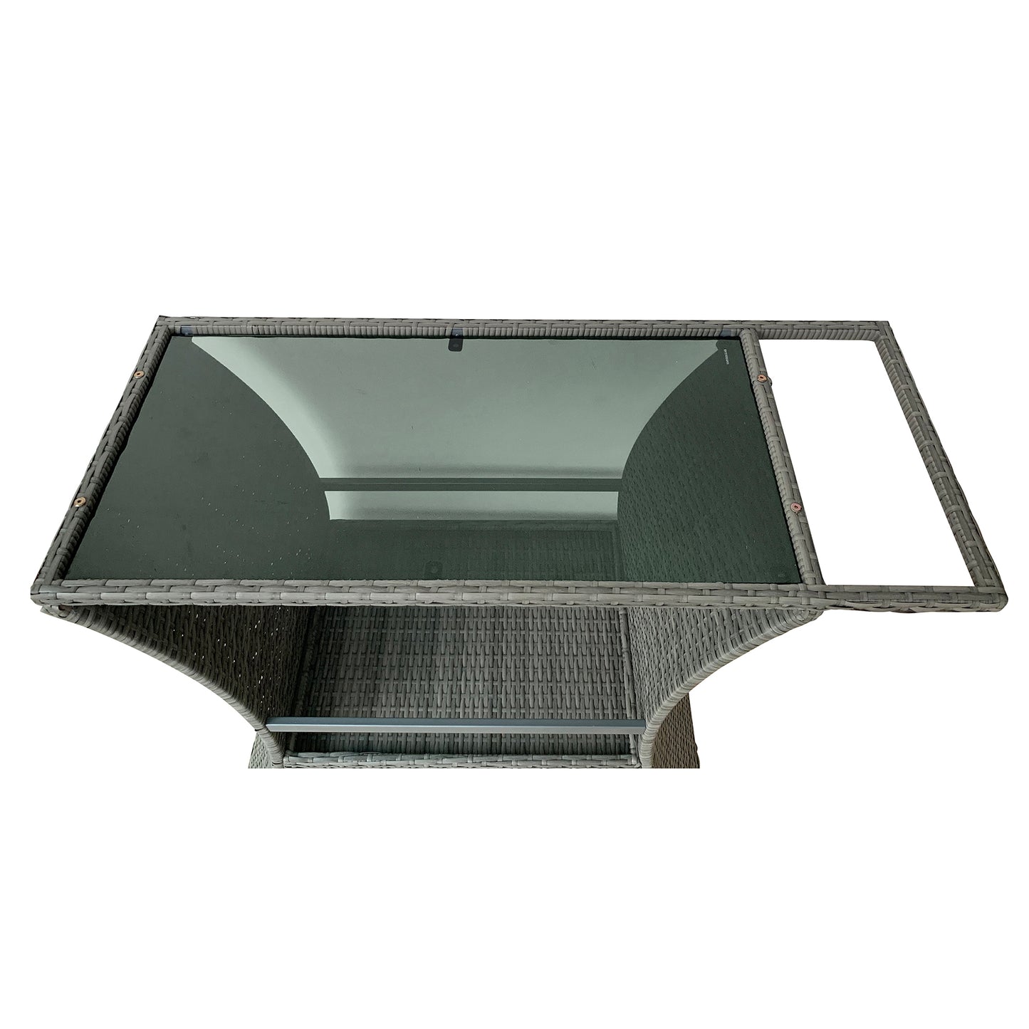 TK Classics Outdoor Wicker Bar Cart with Serving Tray