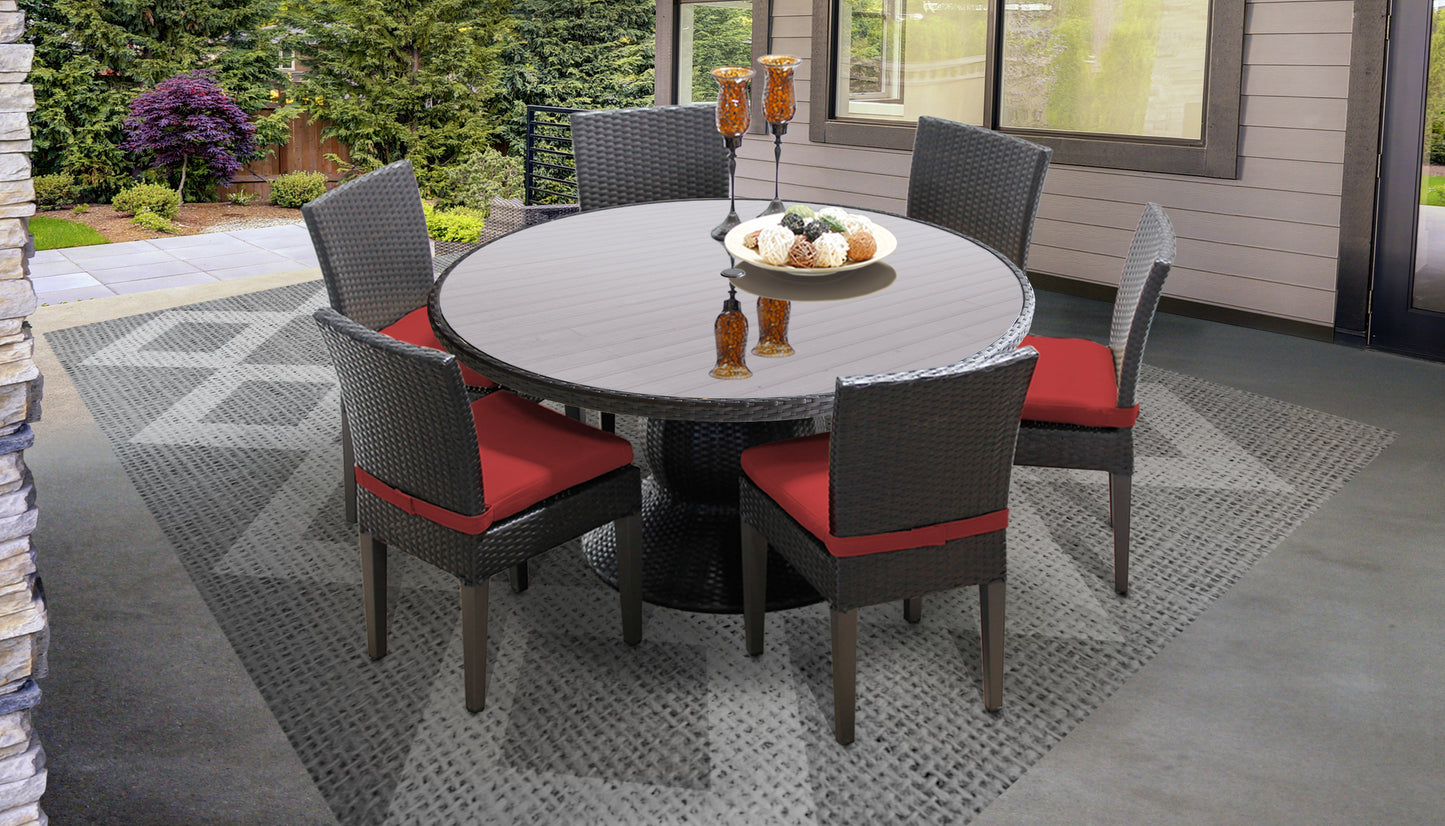 Napa 7 Piece Round Outdoor Patio Wicker Dining Set with Cushions