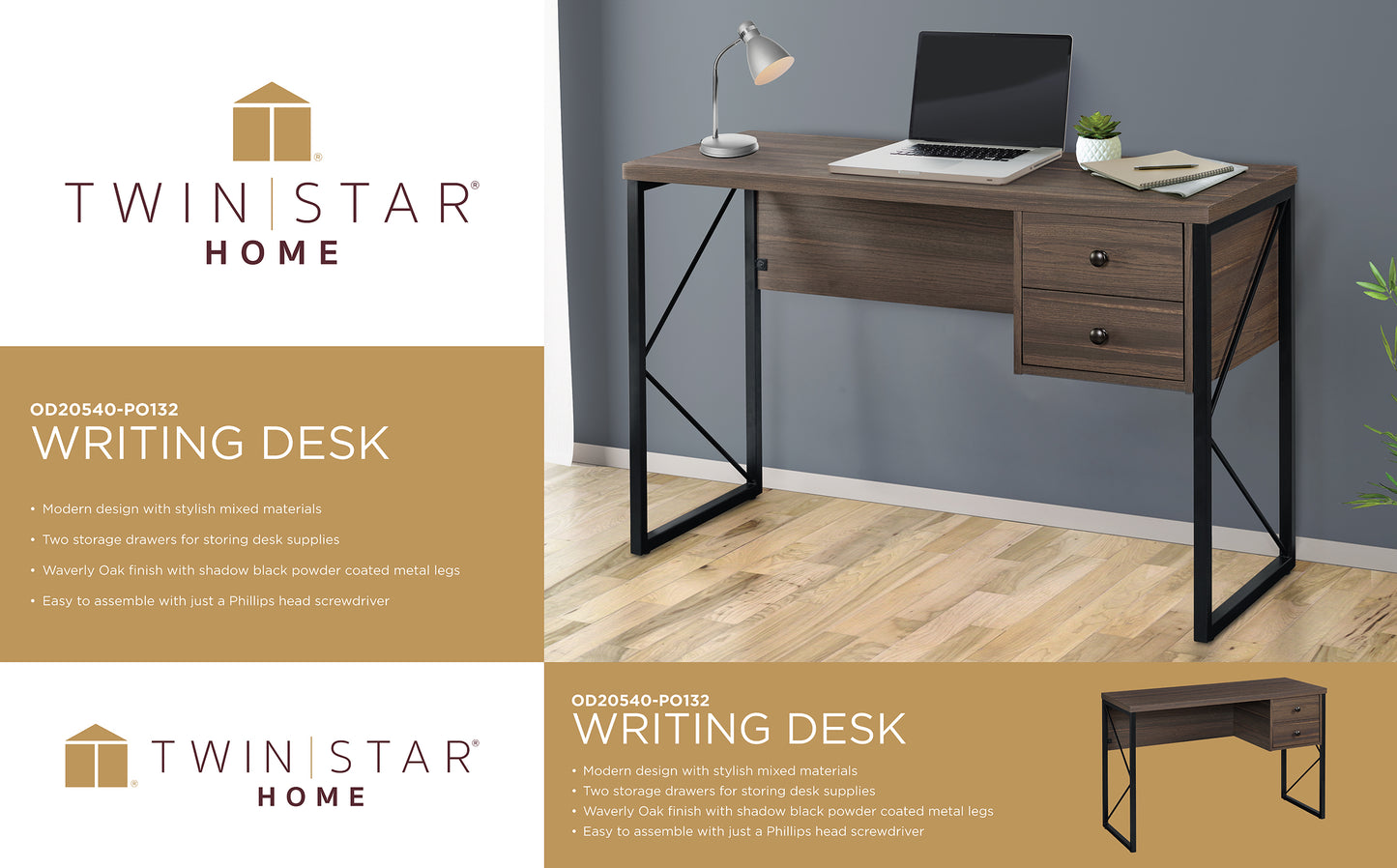 Twin Star Home® Writing Desk
