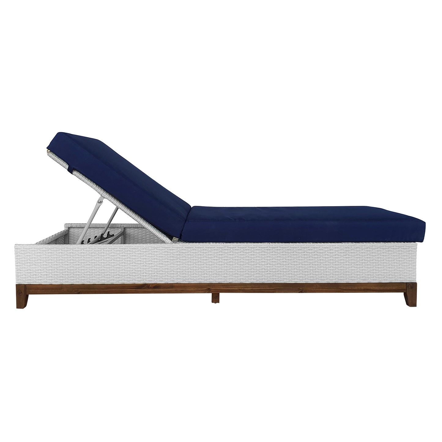 TK Classics Outdoor Wicker Chaise Lounge with Acacia Base