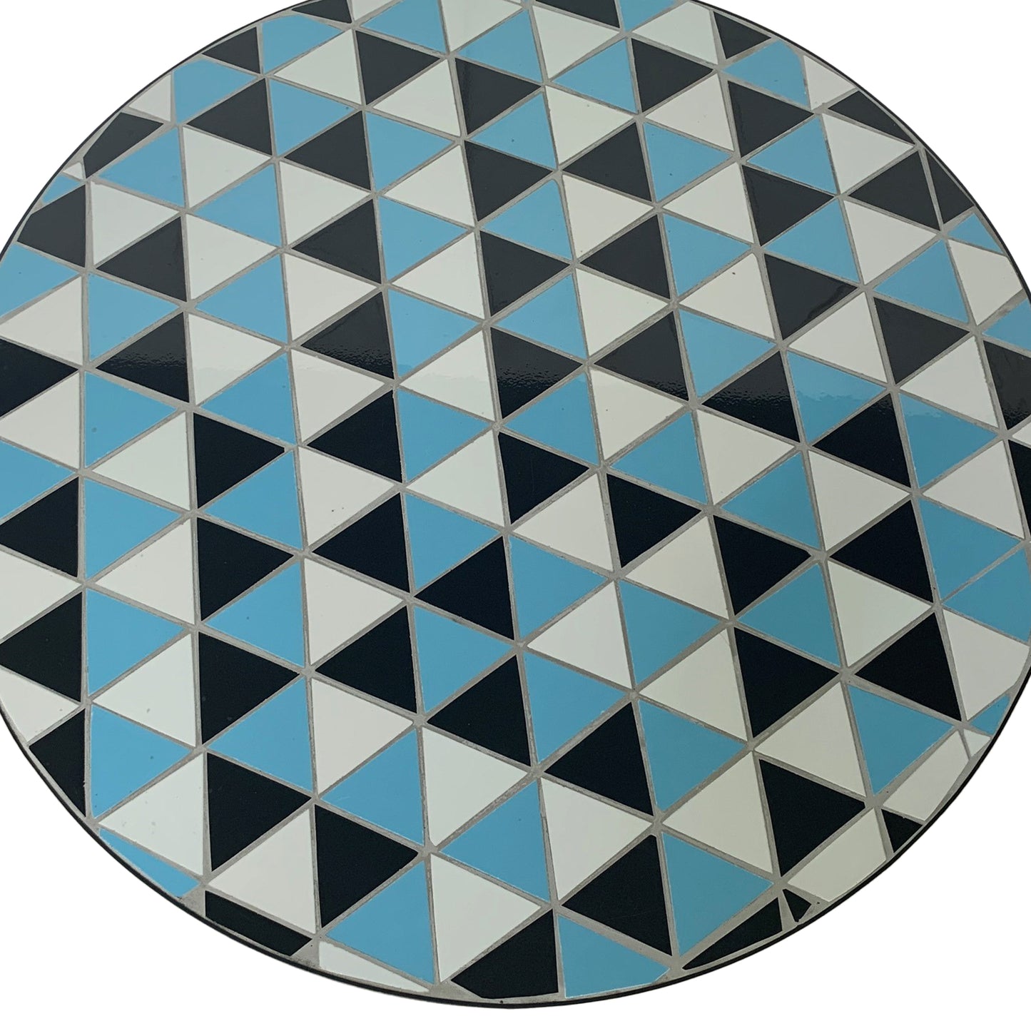 TK Classics Round Outdoor Dining Table with Geometric Mosaic Tabletop, 24” W