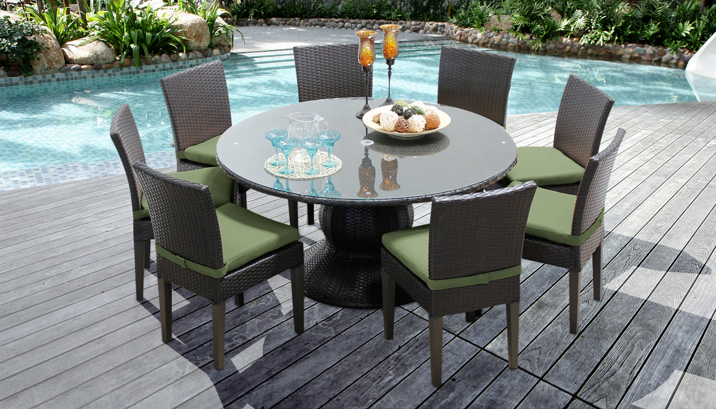 Napa 9 Piece Round Outdoor Patio Wicker Dining Set with Cushions