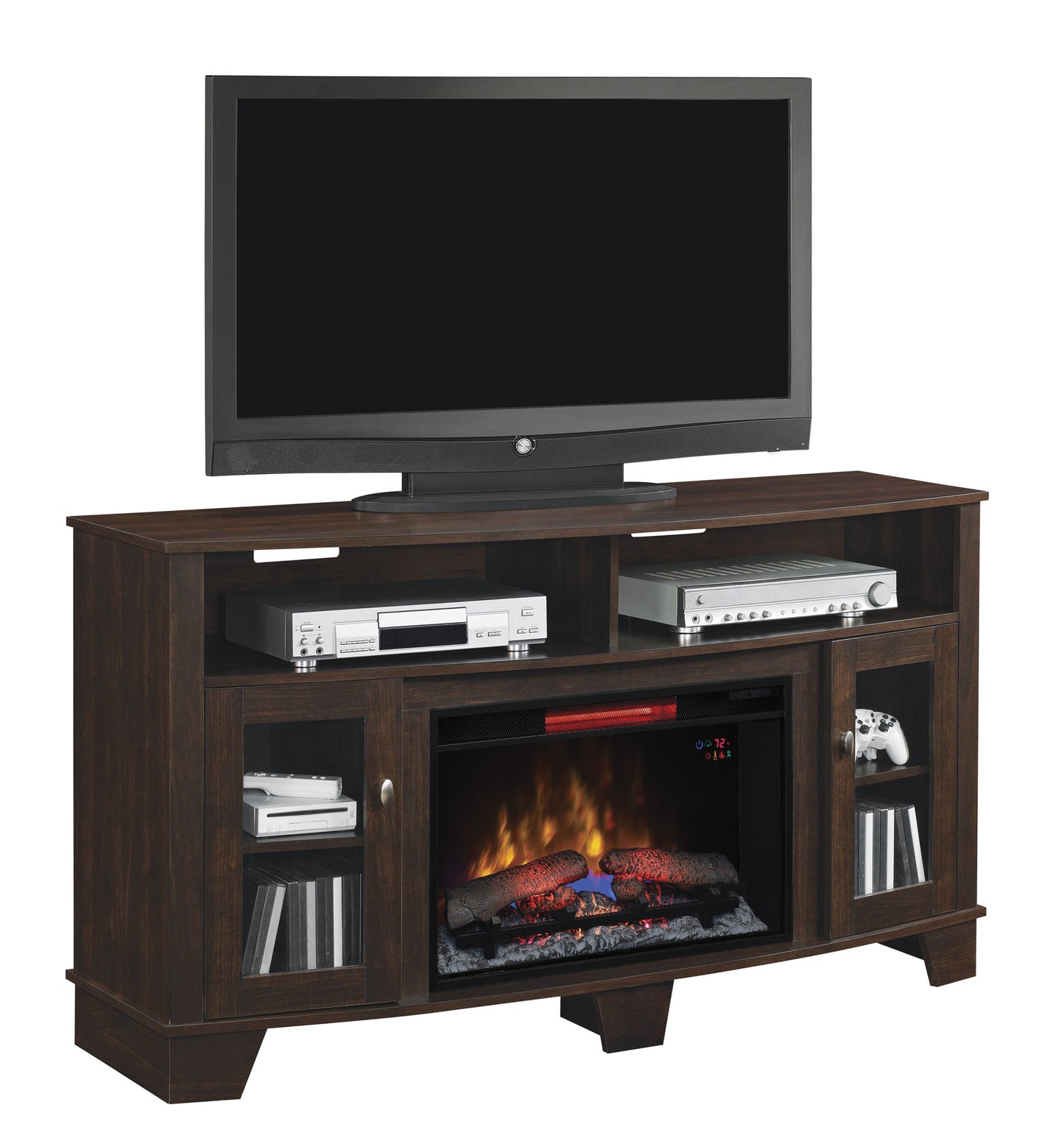 La Salle TV Stand for TVs up to 65", Midnight Cherry (Electric Fireplace Insert sold separately)