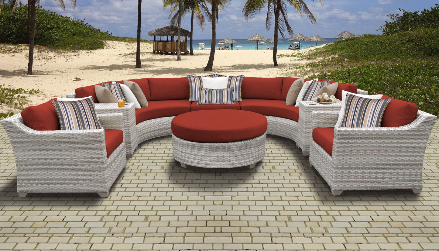 Fairmont 8-Piece Outdoor Wicker Patio Furniture Set with Aruba Cushions