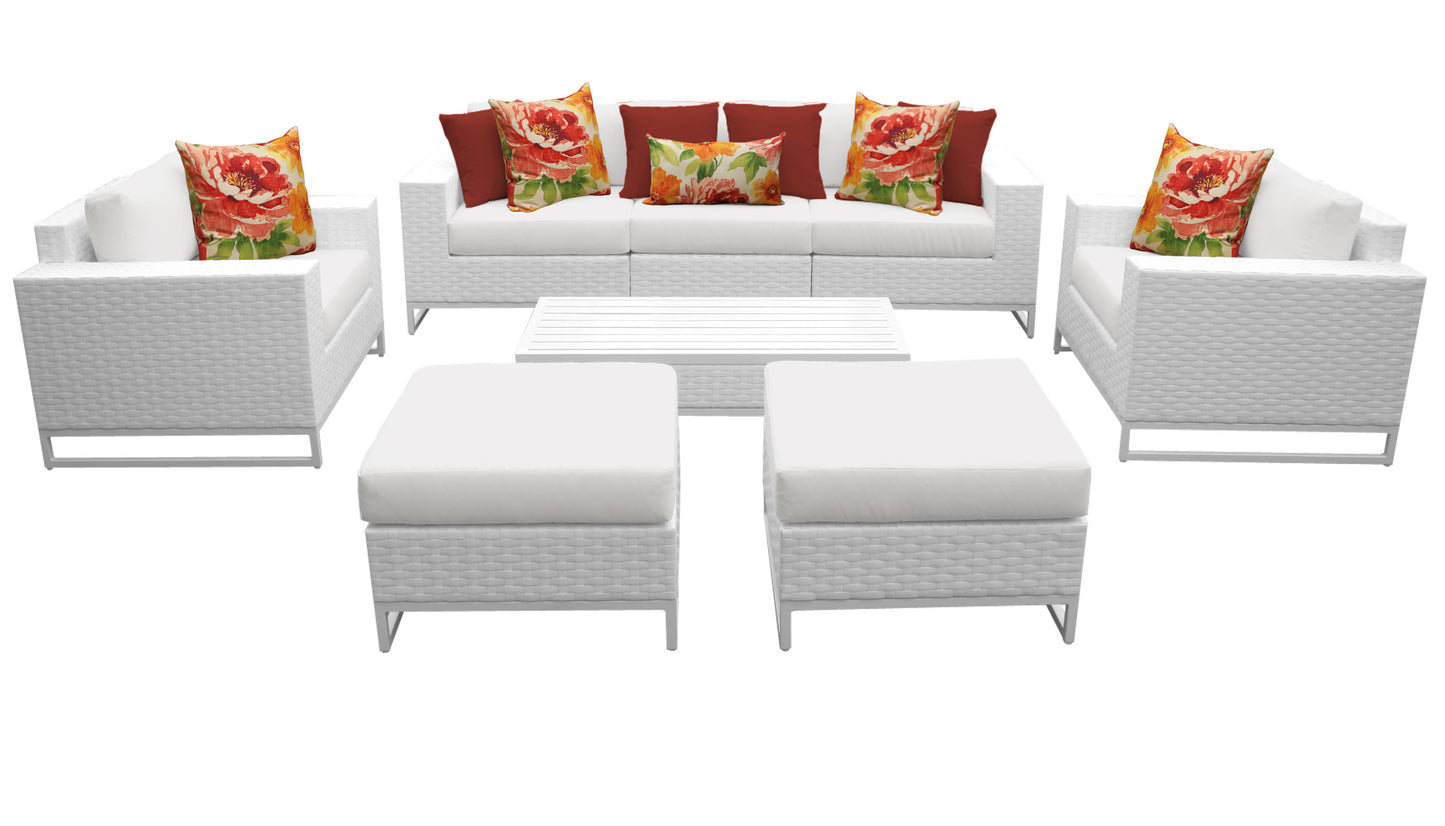 Miami 8-Piece Wicker Outdoor Furniture Set with Aruba Cushions