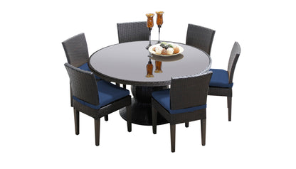 Barbados 7 Piece Round Outdoor Patio Wicker Dining Set with Cushions