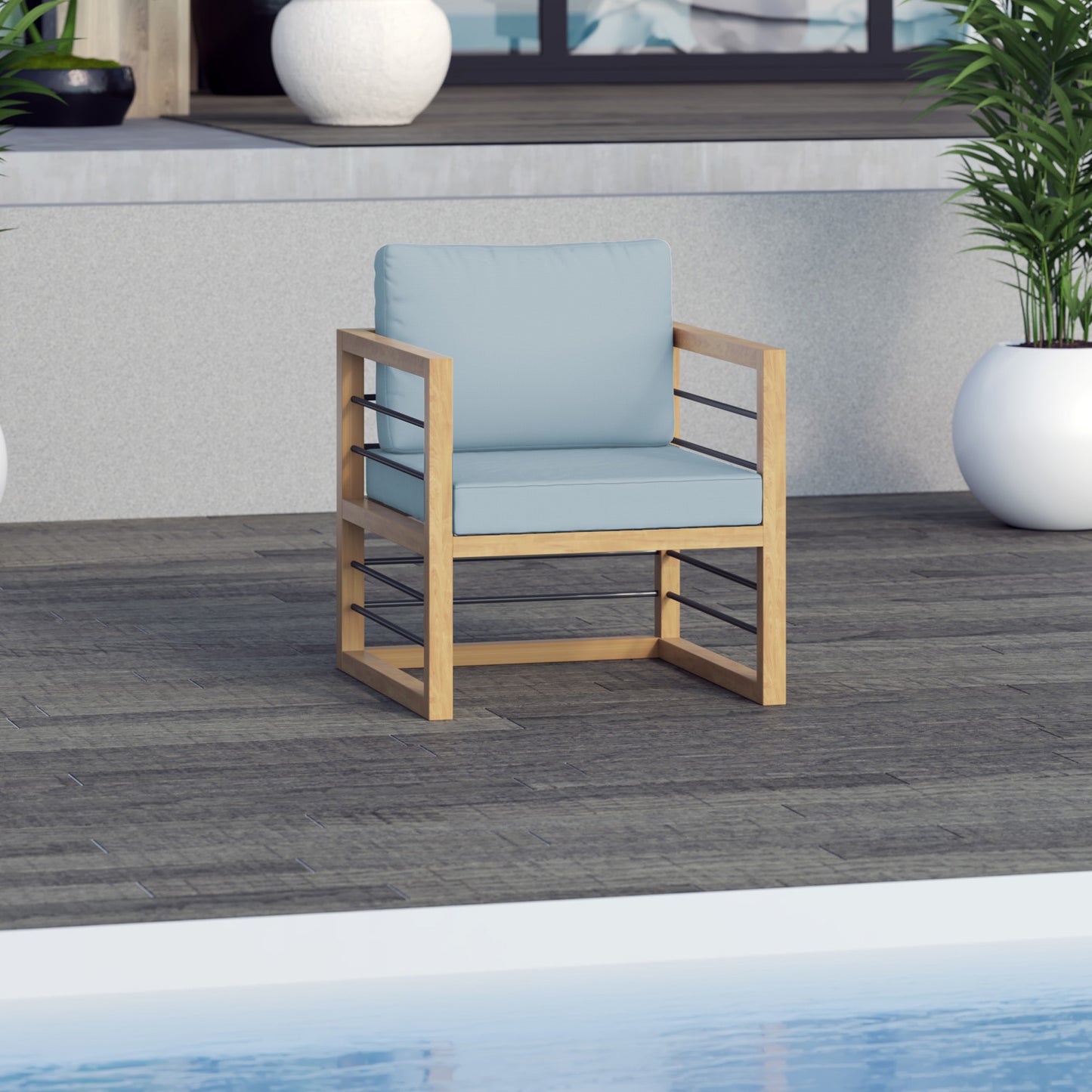 TK Classics Aluminum Outdoor Club Chair with Cushions