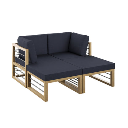 TK Classics 4 Piece Aluminum Outdoor Sectional Sunbed