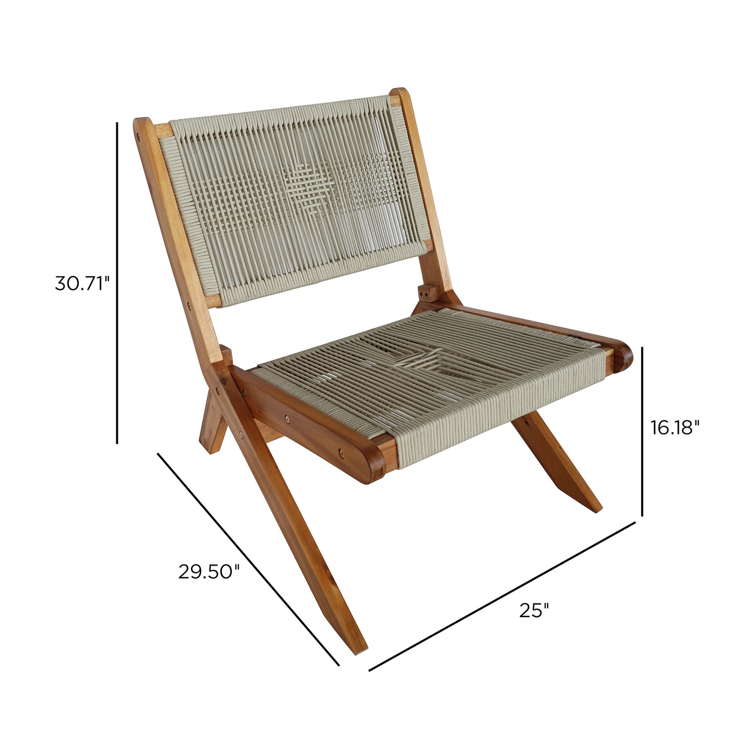 TK Classics 3 Piece Acacia Conversation Set with Folding Seating