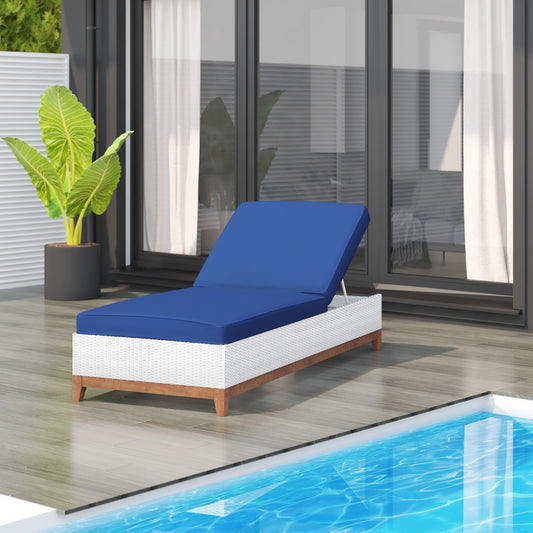 TK Classics Outdoor Wicker Chaise Lounge with Acacia Base