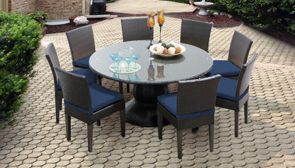 Napa 9 Piece Round Outdoor Patio Wicker Dining Set with Cushions