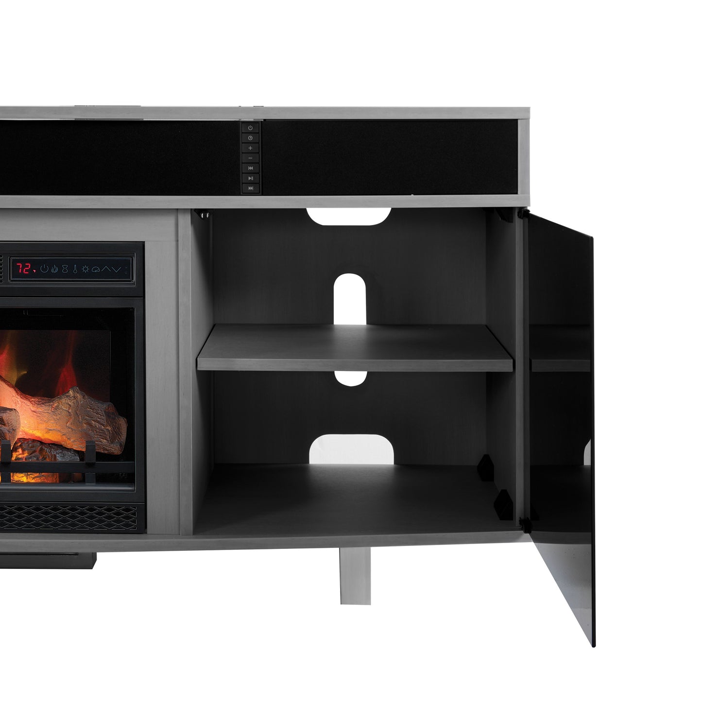 Enterprise TV Stand for TVs up to 80", Imperial Gray (Electric Fireplace sold separately)