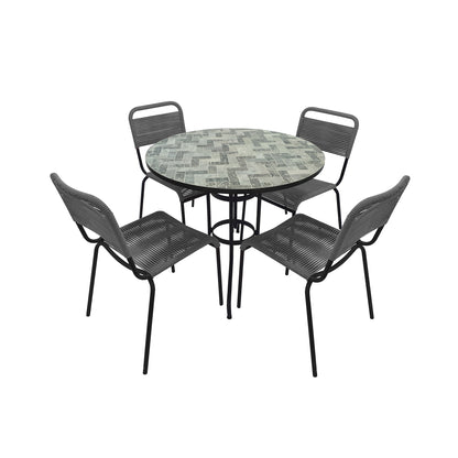 TK Classics 5 Piece Outdoor Dining Set with Gray Mosaic Tabletop, 35"W