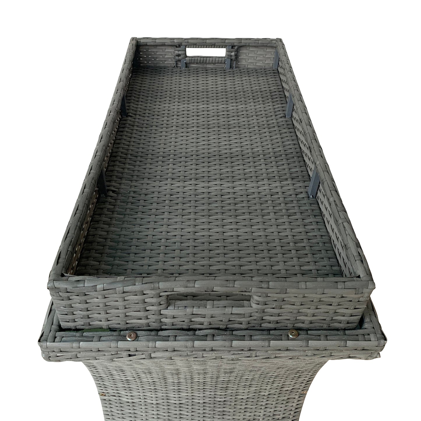 TK Classics Outdoor Wicker Bar Cart with Serving Tray