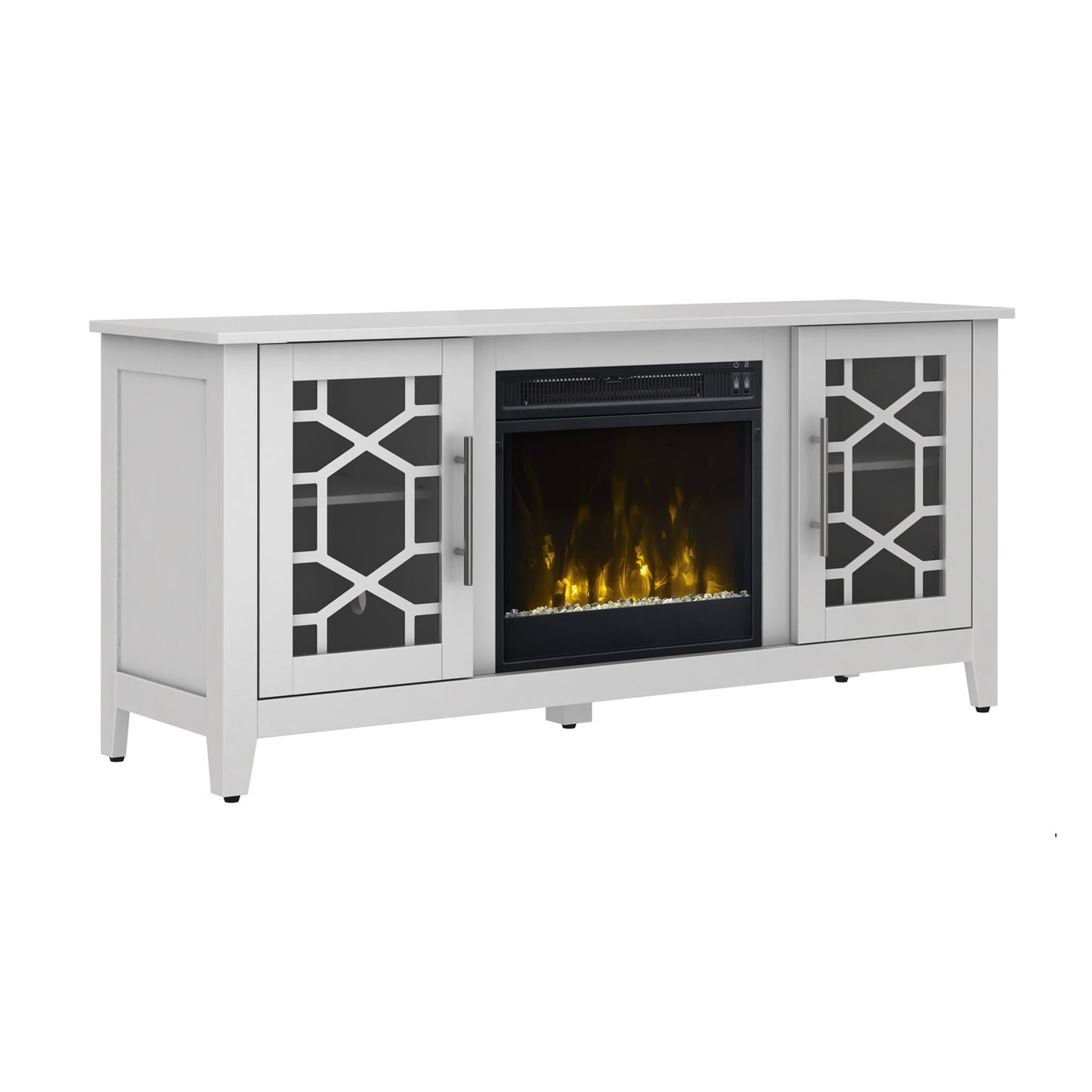 Clarion TV Stand for TVs up to 60" with 18" Electric Fireplace, Pure White
