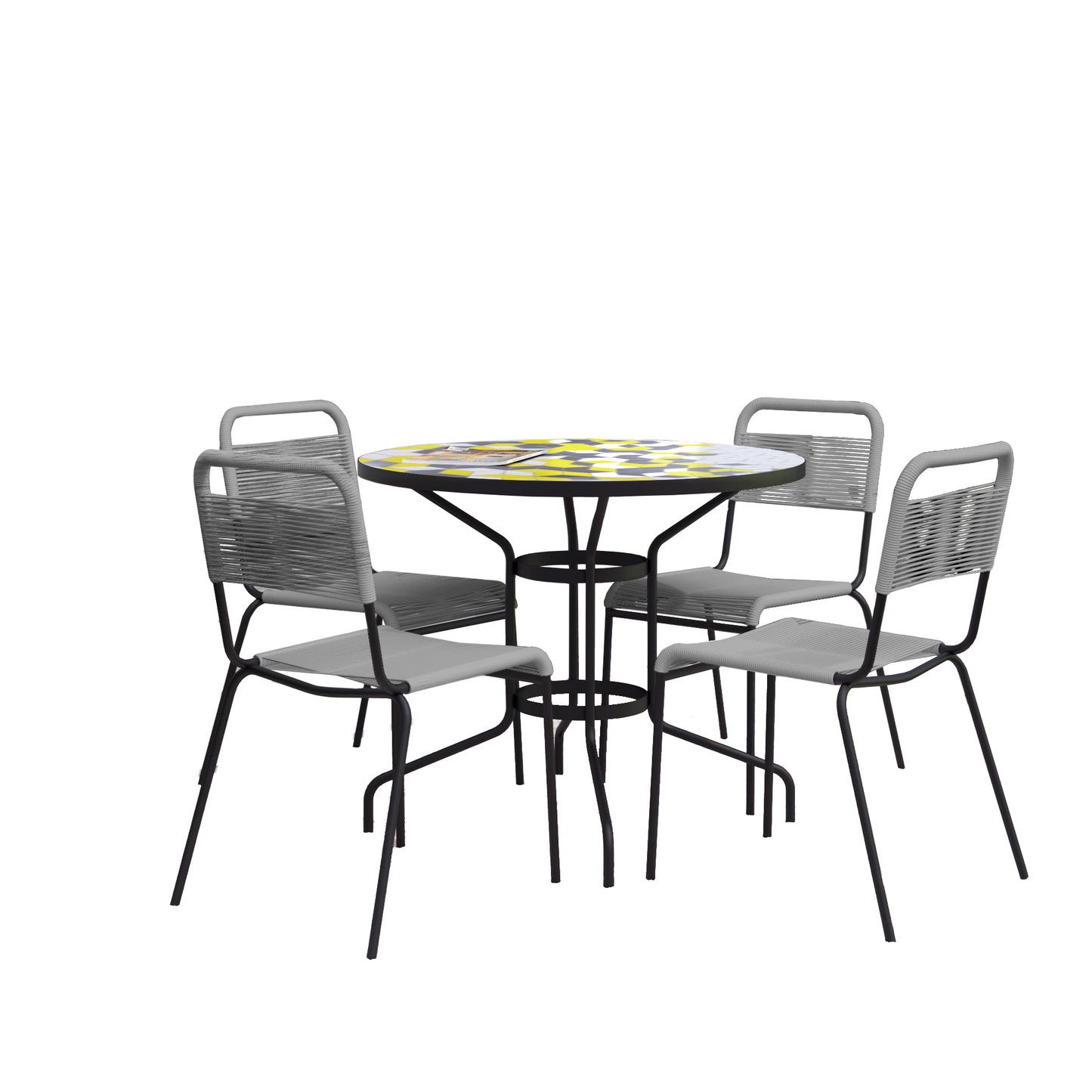TK Classics 5 Piece Outdoor Dining Set with Geometric Tabletop, 35"W