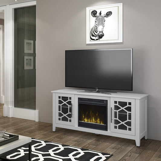 Clarion TV Stand for TVs up to 60" with 18" Electric Fireplace, Pure White