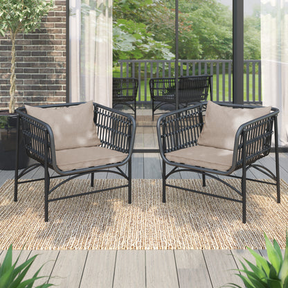 TK Classics Outdoor Arm Chairs with Cushions, Set of 2