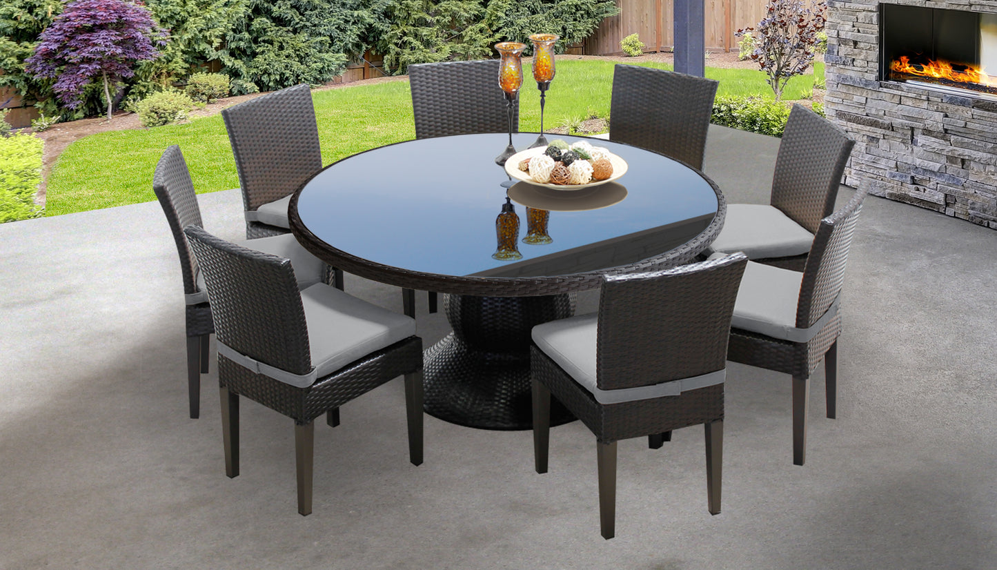 Belle 7 Piece Round Outdoor Patio Wicker Dining Set with Cushions