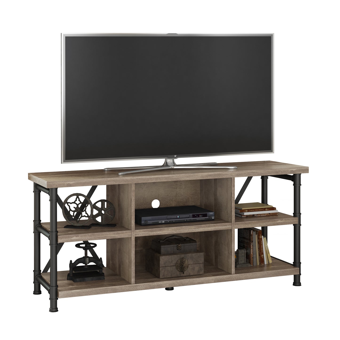 Irondale Open Architecture TV Stand for TVs up to 60 inches, Autumn Driftwood