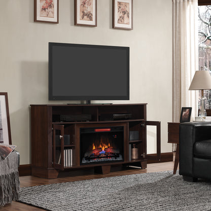 La Salle TV Stand for TVs up to 65", Midnight Cherry (Electric Fireplace Insert sold separately)