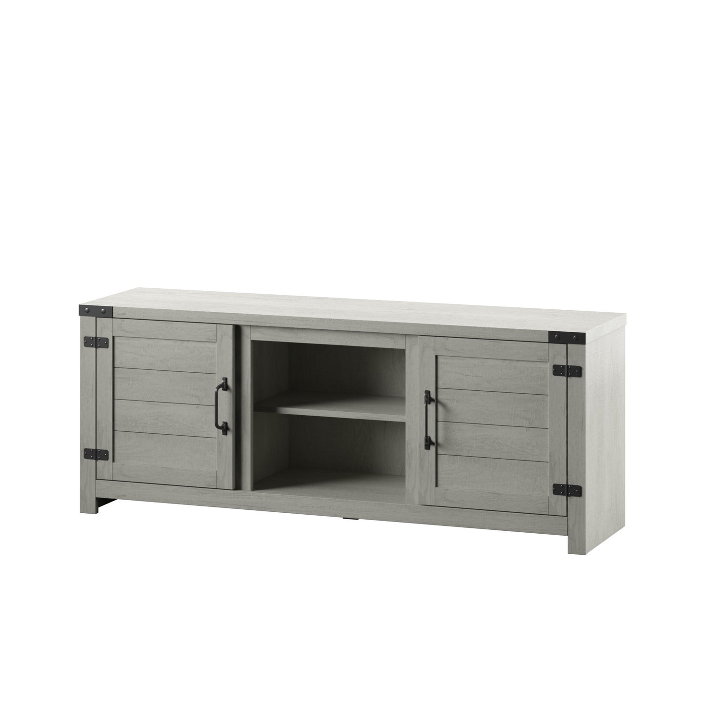 TV Stand for TVs up to 65" with Planked Doors and Nail Head Details