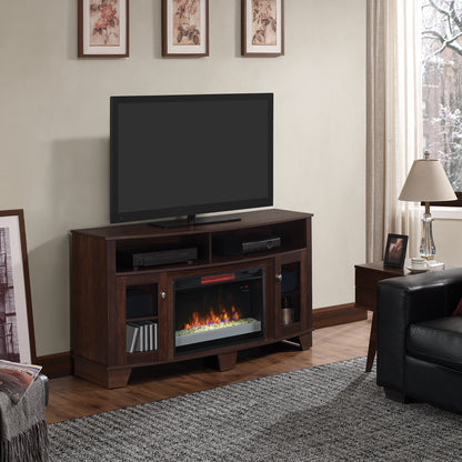 La Salle TV Stand for TVs up to 65", Midnight Cherry (Electric Fireplace Insert sold separately)