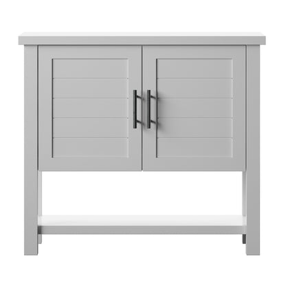 Console Table with USB Charging Ports and Louvered Doors