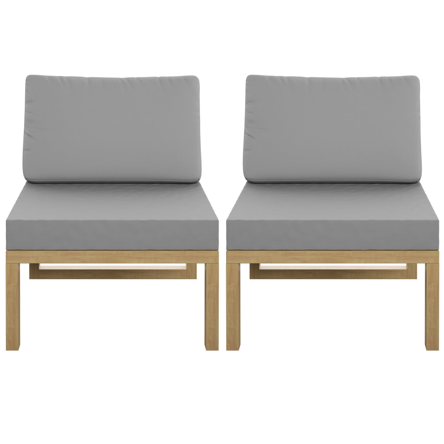 TK Classics Outdoor Aluminum Armless Sofa Seats, Set of 2