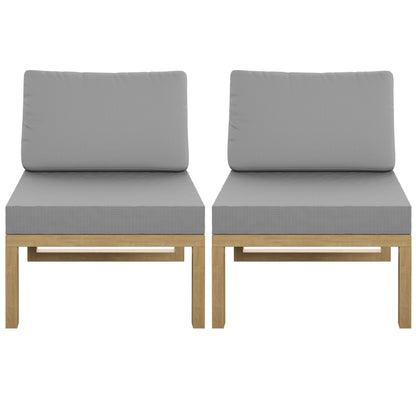 TK Classics Outdoor Aluminum Armless Sofa Seats, Set of 2