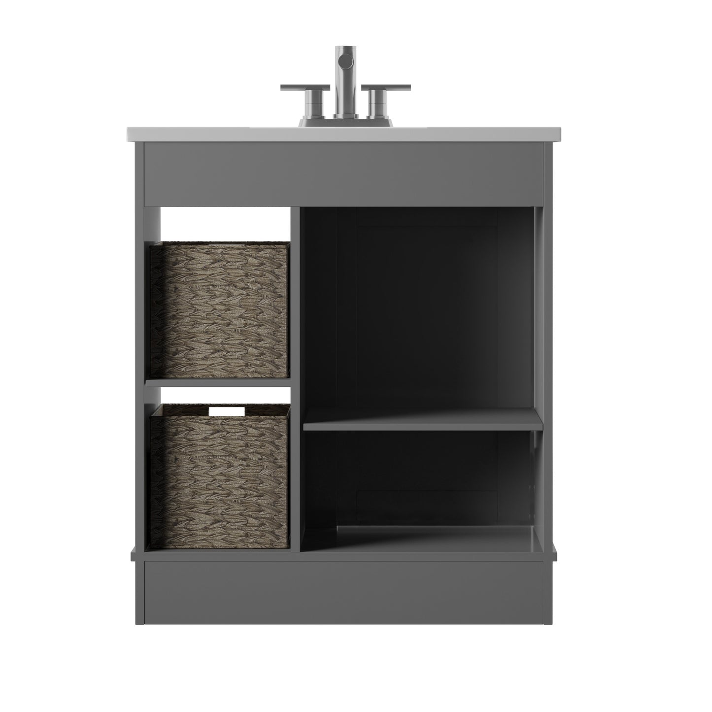 Dalton 30" Sliding Barn Door Single Bathroom Vanity with Woven Baskets