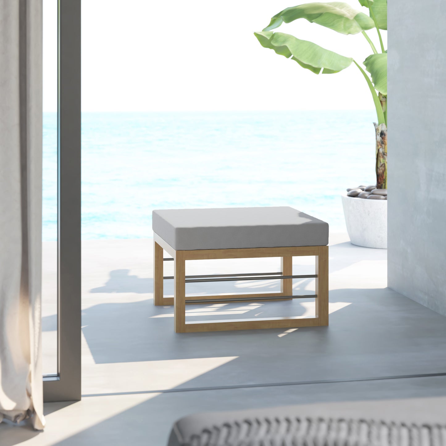 TK Classics Aluminum Outdoor Ottoman/Coffee Table