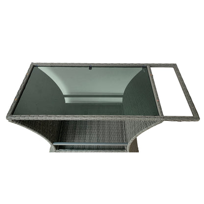 TK Classics Outdoor Wicker Bar Cart with Serving Tray