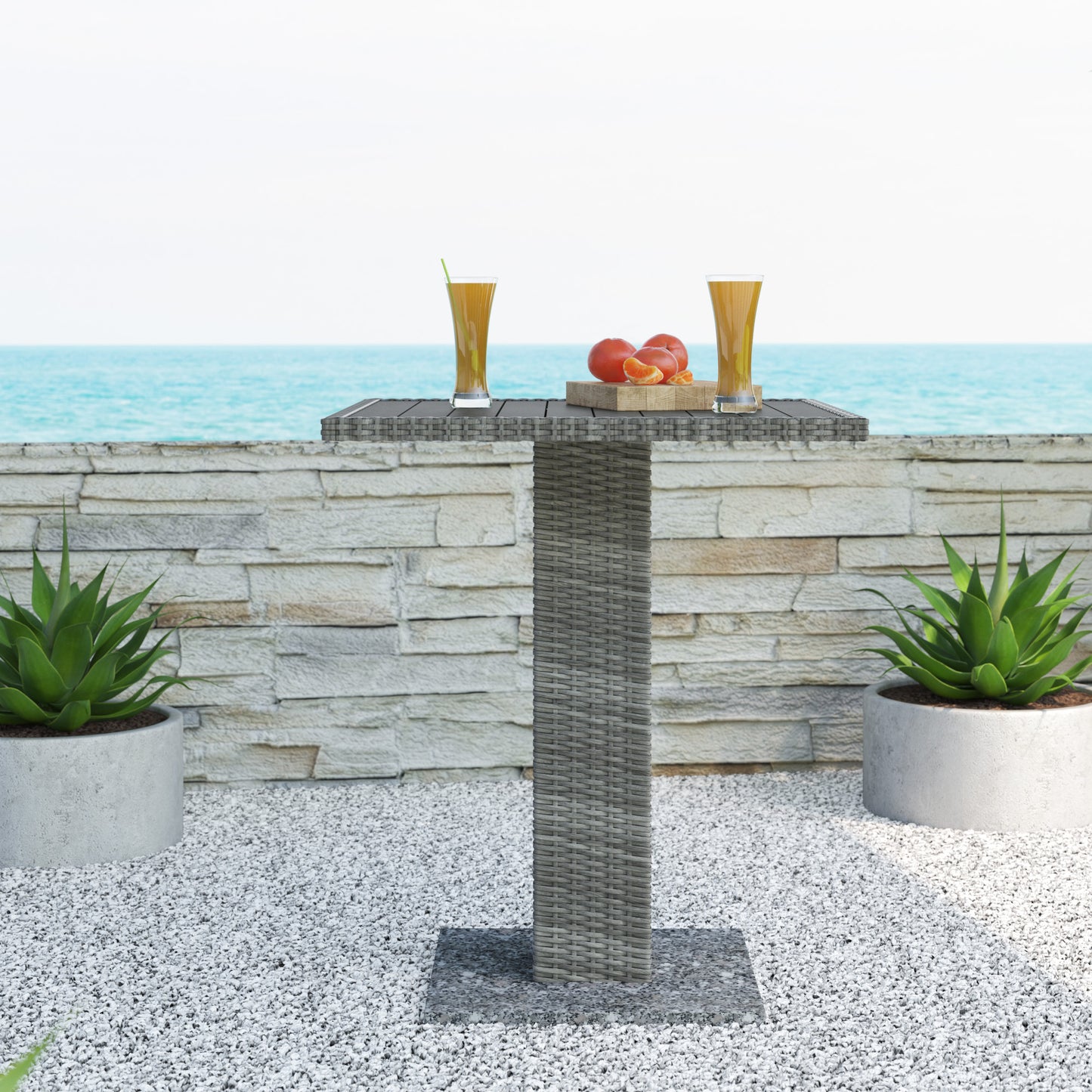 24” Square Dining Table with Stone Base