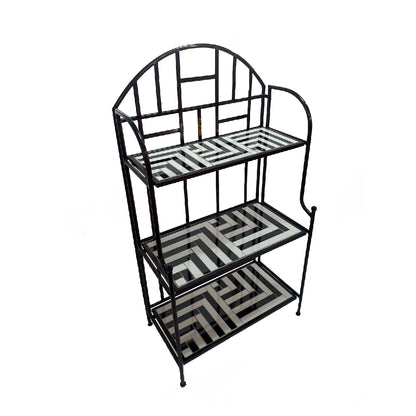 TK Classics Plant Stand with Mosaic Tile Shelves