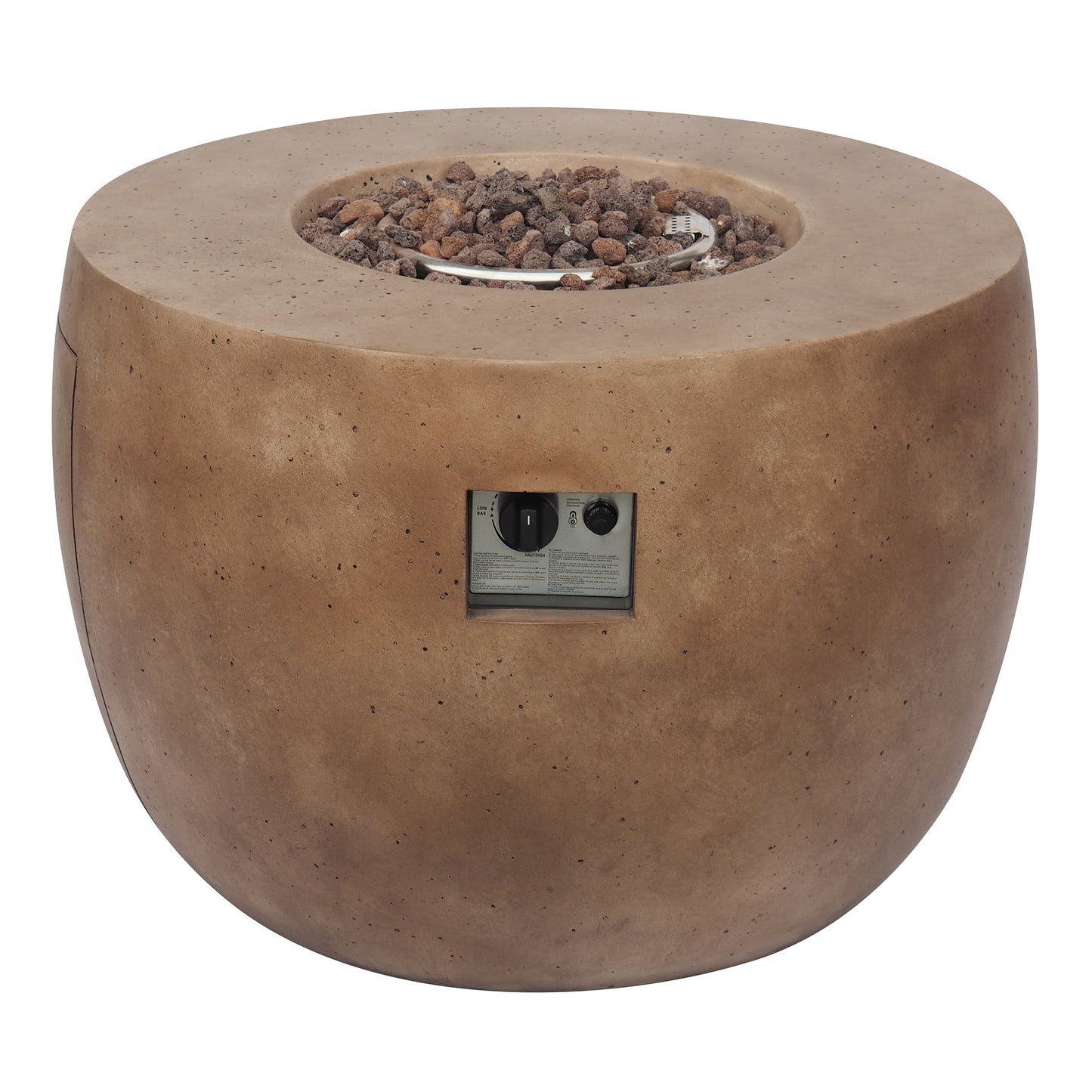 TK Classics 34.5” Round Fire Pit with Travertine Stone Finish