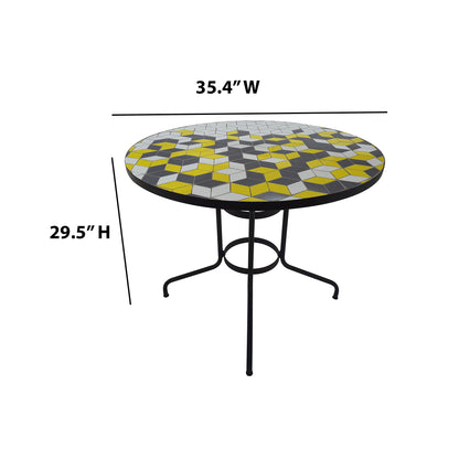TK Classics Round Outdoor Dining Table with Geometric Tabletop, 35"W