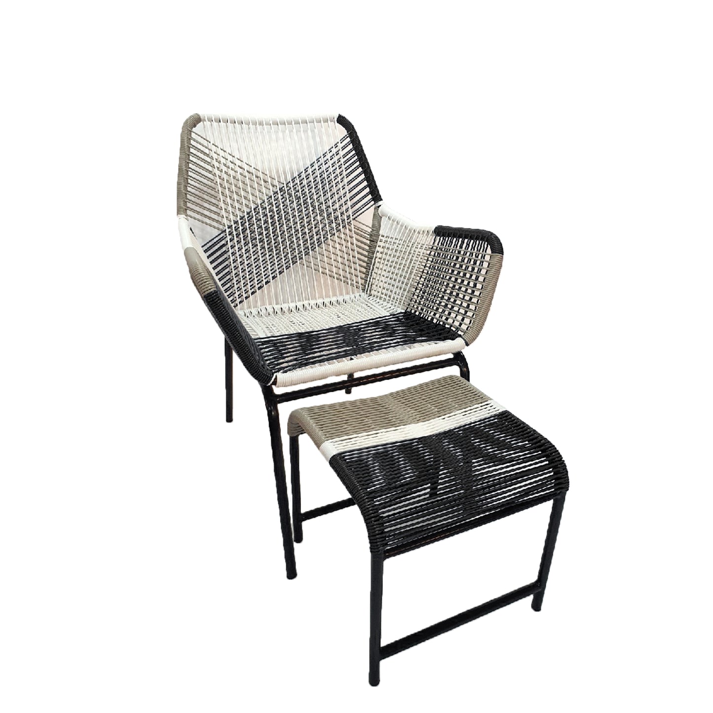 TK Classics Outdoor Wicker Contemporary Lounge Chair with Ottoman