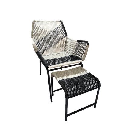 TK Classics Outdoor Wicker Contemporary Lounge Chair with Ottoman