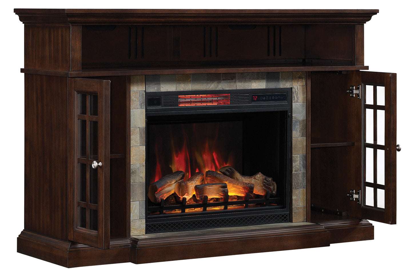 Lakeland TV Stand for TVs up to 65", Roasted Cherry (Electric Fireplace Insert sold separately)