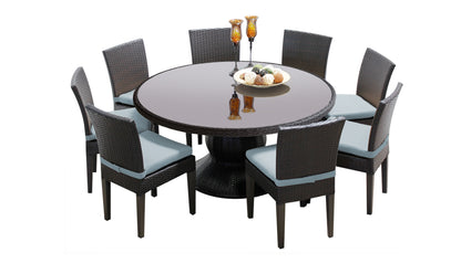 Napa 9 Piece Round Outdoor Patio Wicker Dining Set with Cushions