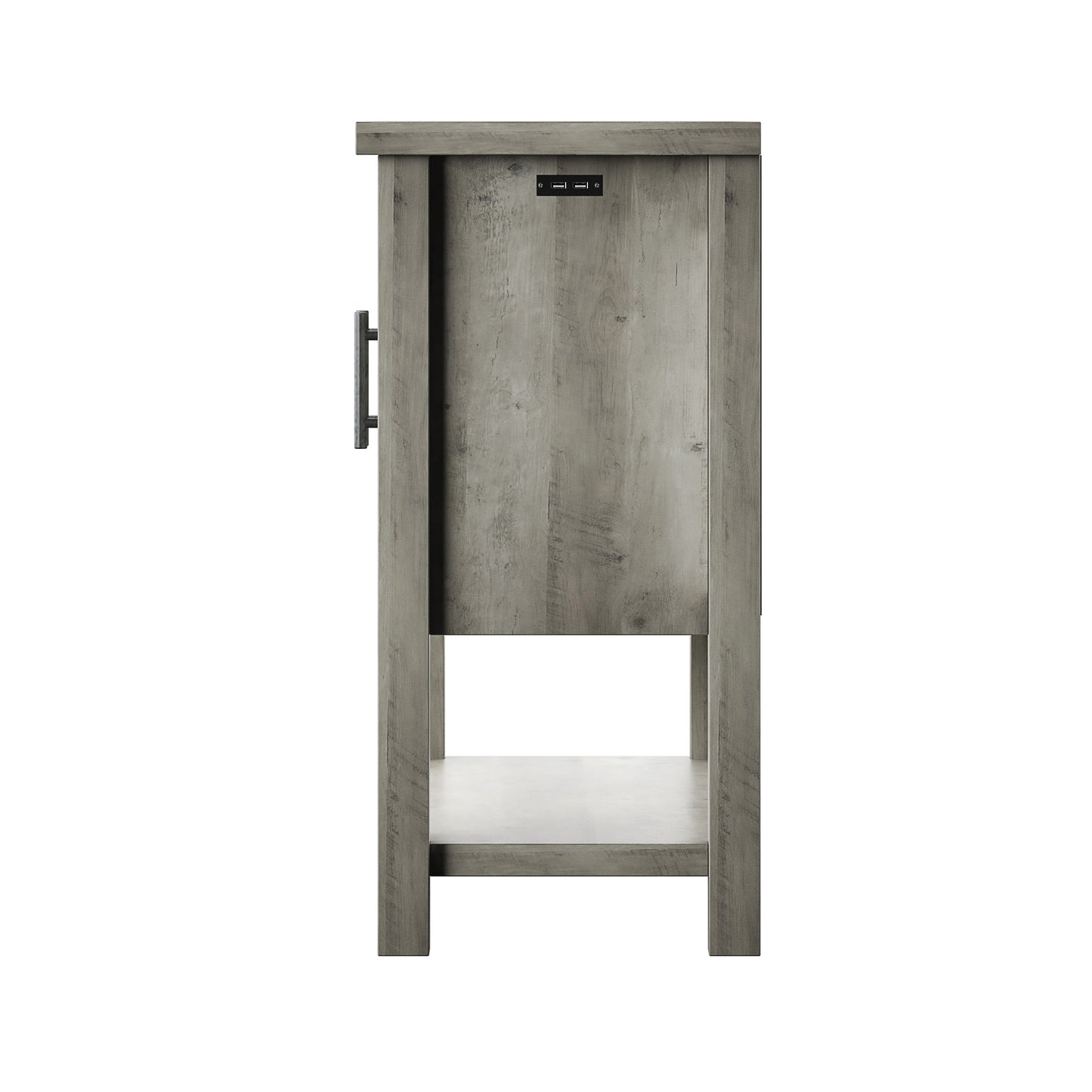 Console Table with USB Charging Ports and Louvered Doors