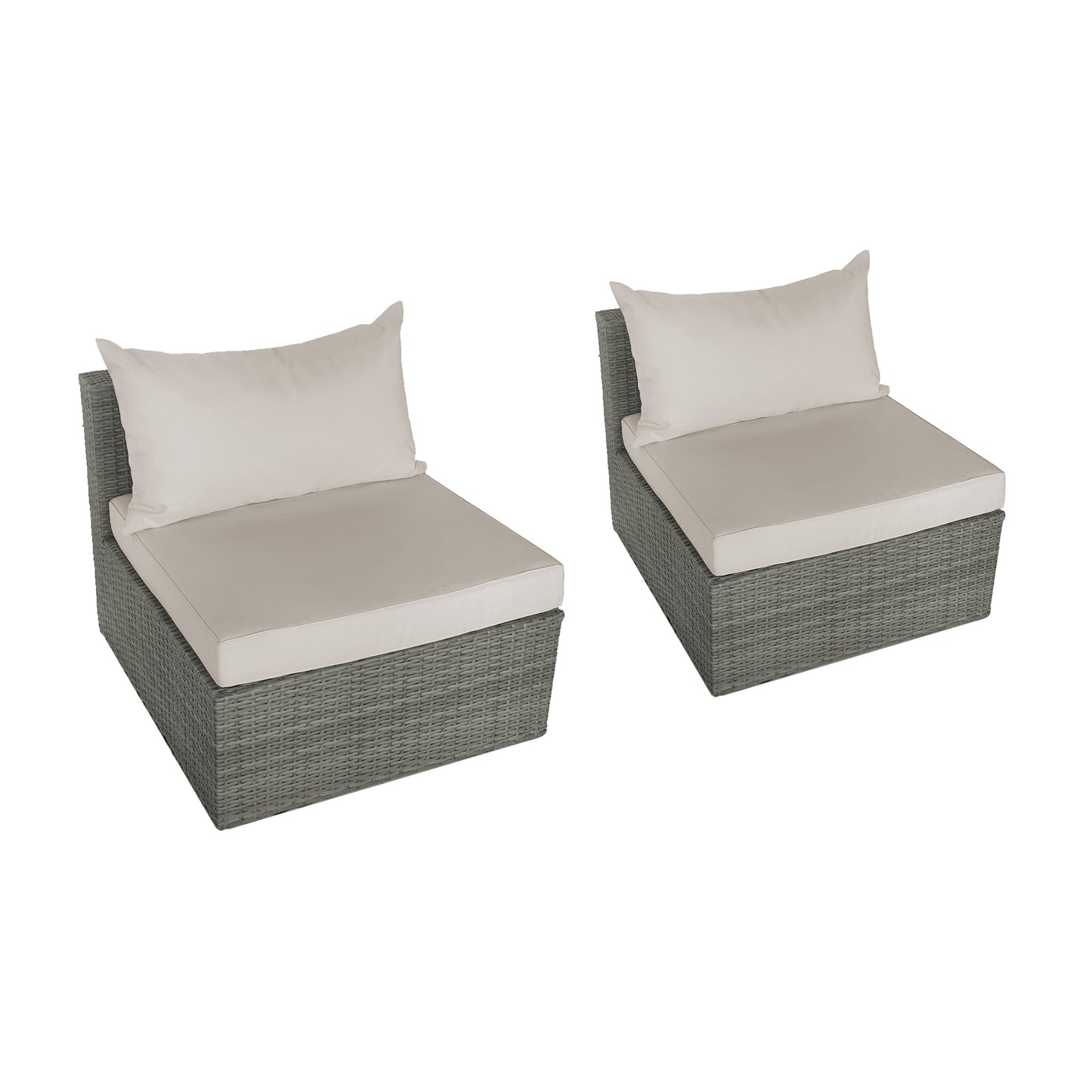 TK Classics Outdoor Armless Sofa Seats with Cushions, Set of 2