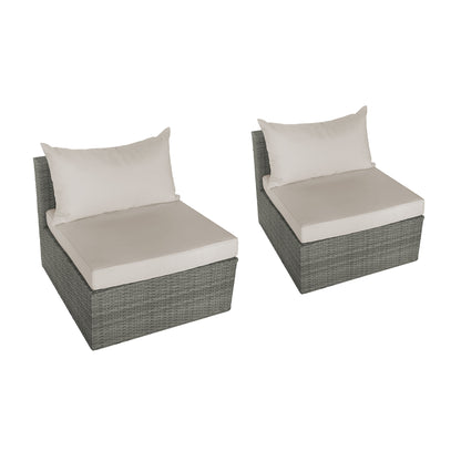 TK Classics Outdoor Armless Sofa Seats with Cushions, Set of 2