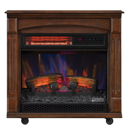 Rolling Mantel with 3D Infrared Quartz Electric Fireplace