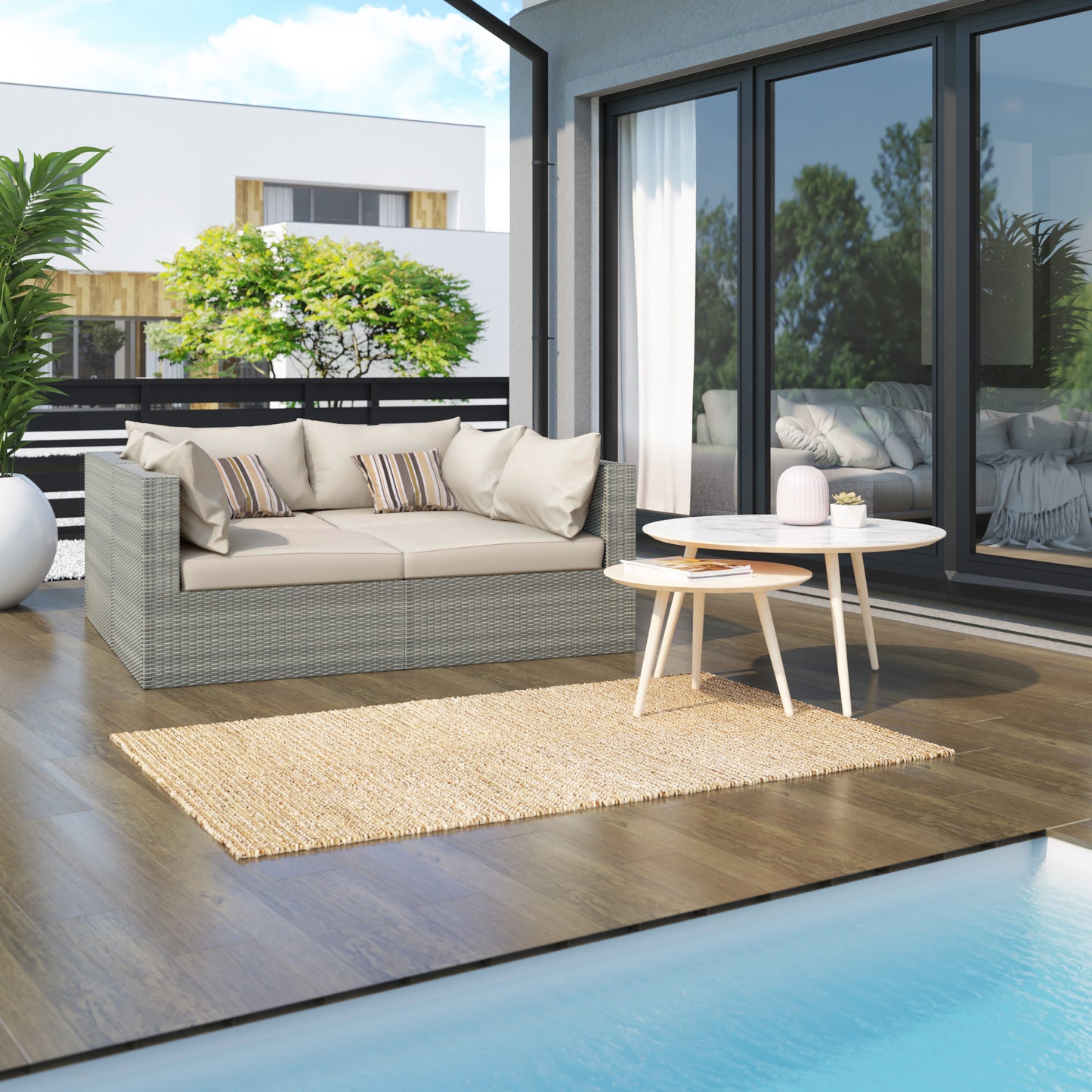 TK Classics 4 Piece Outdoor Sectional Sunbed