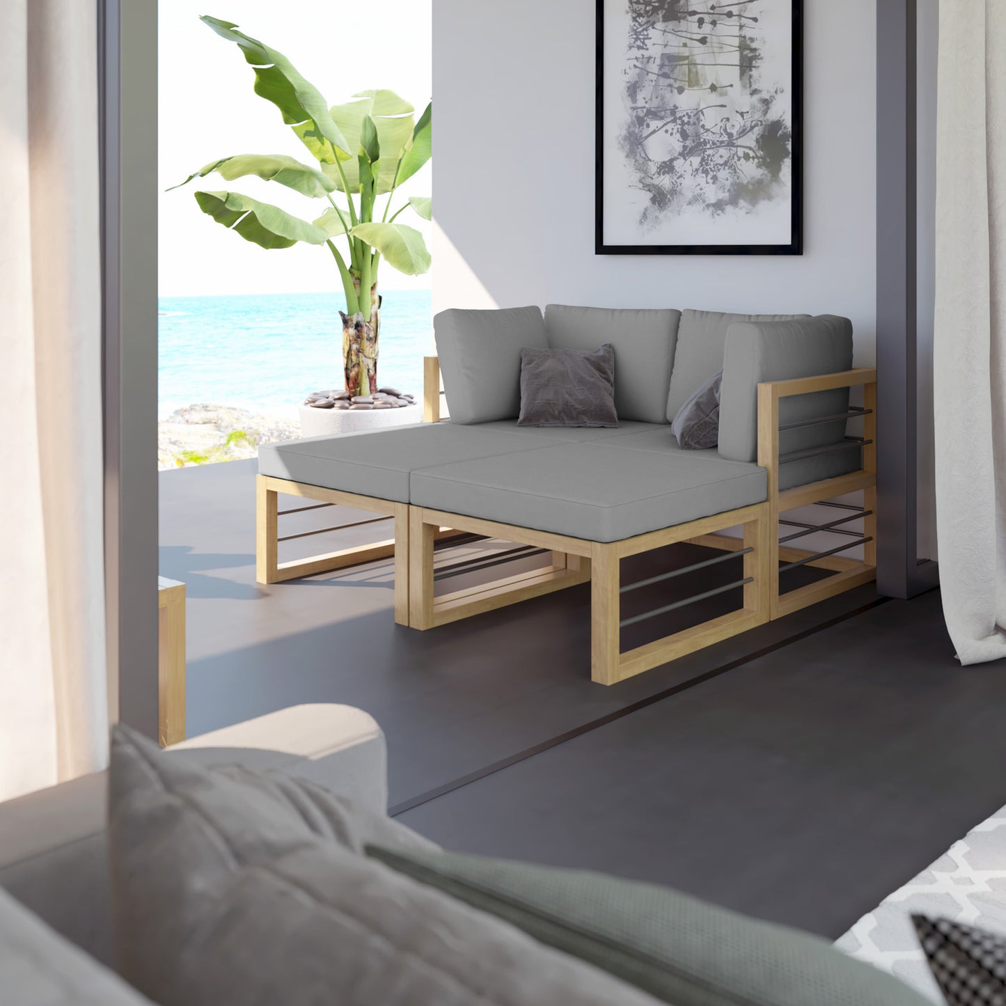 TK Classics 4 Piece Aluminum Outdoor Sectional Sunbed