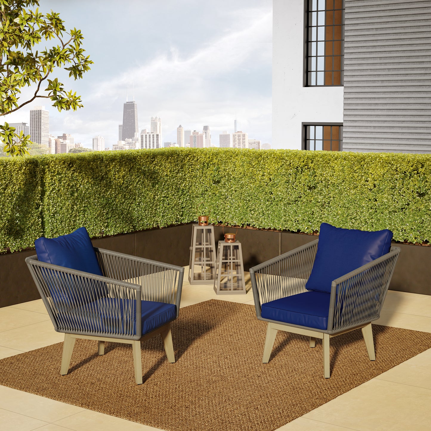 TK Classics Outdoor Chairs with Cushions, Set of 2