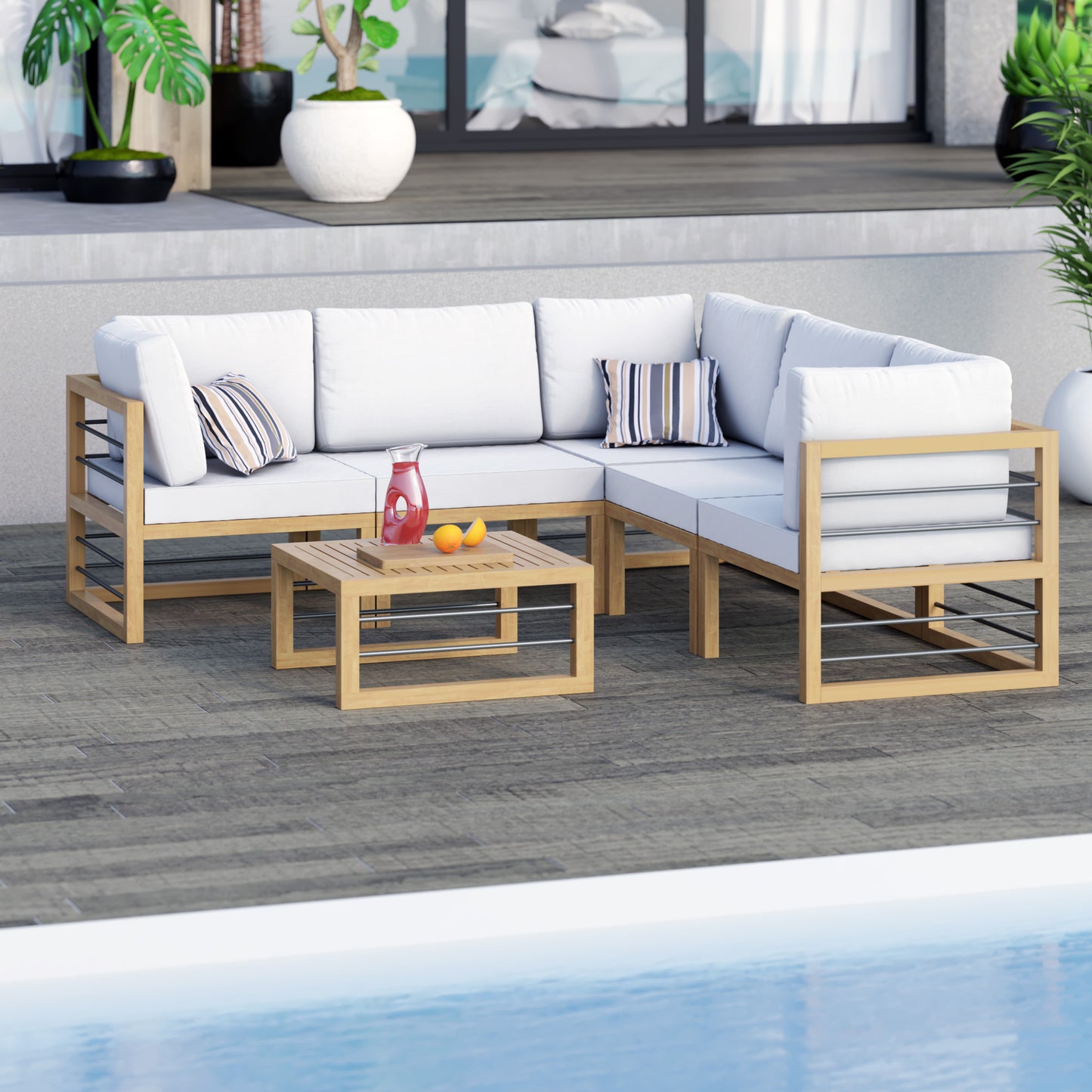 TK Classics 6 Piece Aluminum Outdoor Conversation Set