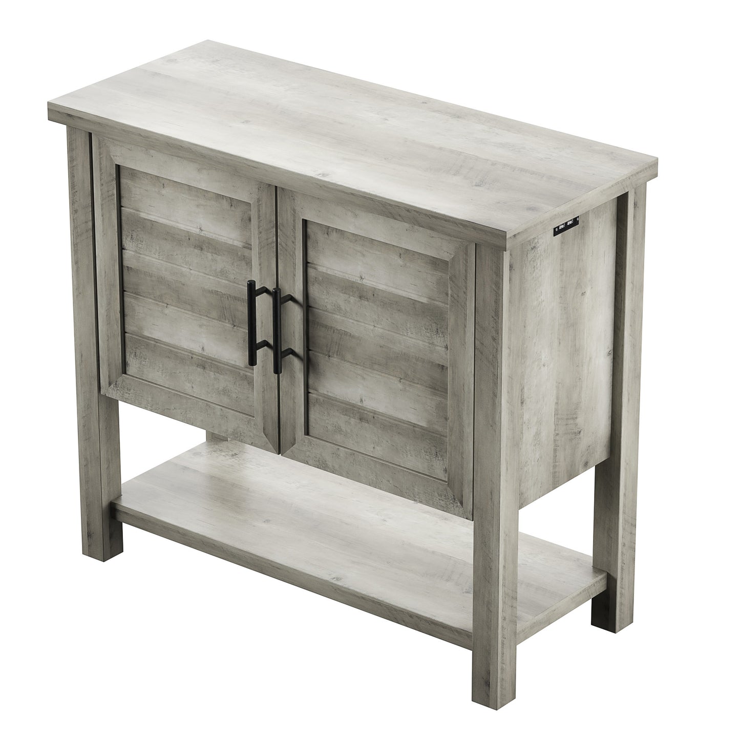 Console Table with USB Charging Ports and Louvered Doors